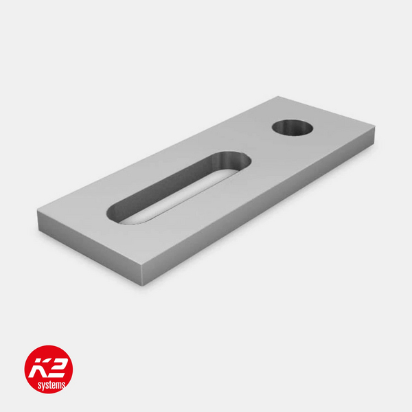 K2 Adapterblech mit Langloch, Alu, M10
